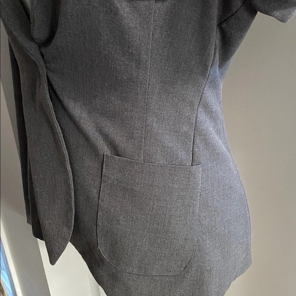 Gray Single Button Fitted Blazer Jacket Split Tail - Picture 13 of 17
